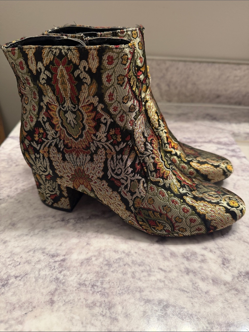 Unisa Multicolor Brocade Ankle Boots size 6
